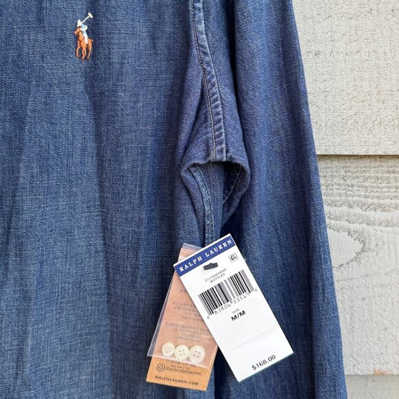 NWT Polo Ralph Lauren Denim Shirtdress Medium | Classic Button Front - Picture 7 of 8